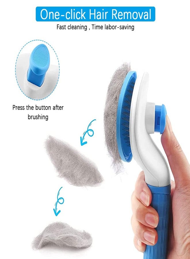 زيبويو فرشاة ZIBUYU® للكلاب، فرشاة تمشيط، فرشاة عناية بالحيوانات الأليفة، للاستخدام اليومي لتنظيف الفراء المتساقط والأوساخ، رائعة للكلاب والقطط ذات الشعر متوسط الطول، فرشاة إزالة الشعر المتساقط للكلاب والقطط (أزرق) - Image 4